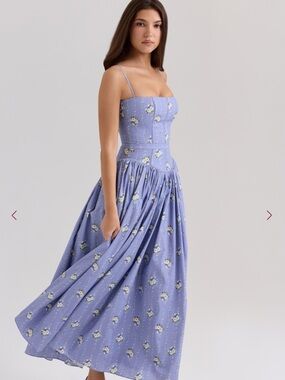 natalya sky satin corset midi dress House of CB Natalya Sky Satin Corset Midi Dress Blue Size AU 6
